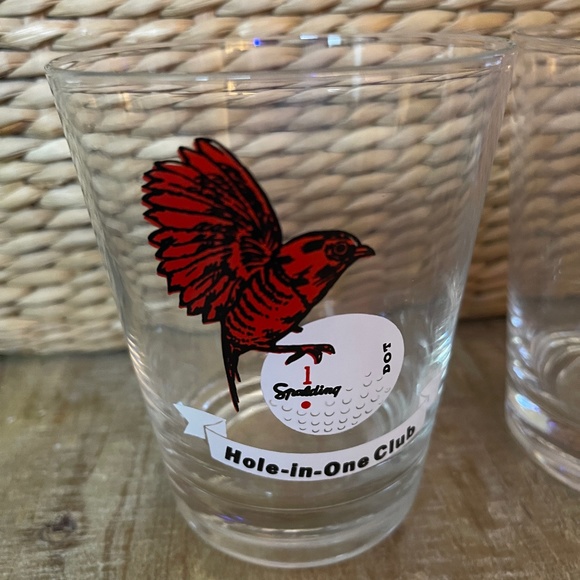Set of 2 SPALDING "Hole In One Club”  Cardinal Old Fashioned Cocktail Glasses - Picture 2 of 4